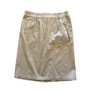 Laura Scott Women’s Knee Pencil Khaki‎ Skirt Pockets Belt Loop Office Cotton 10